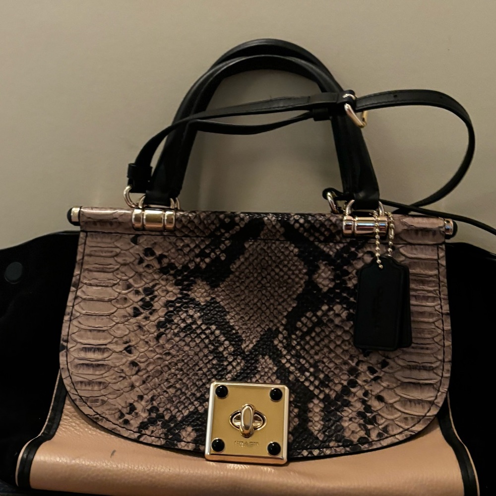 Gorgeous!! Coach Bag With Python Trim! Multiple M… - image 8
